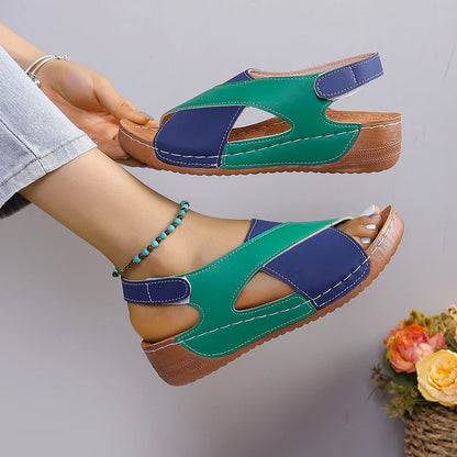 Viral Vault™  Contrast Color Wedge Sandals