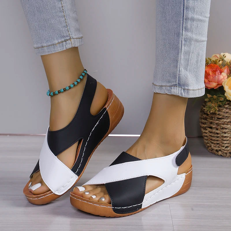 Viral Vault™  Contrast Color Wedge Sandals