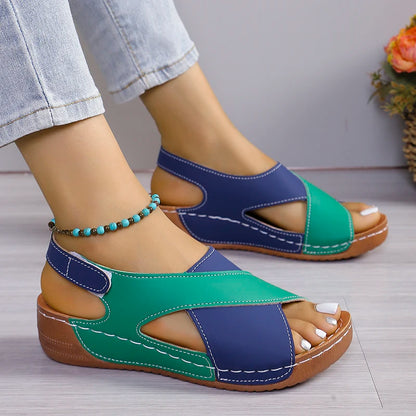 Viral Vault™  Contrast Color Wedge Sandals