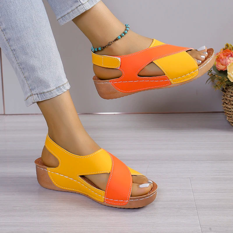 Viral Vault™  Contrast Color Wedge Sandals