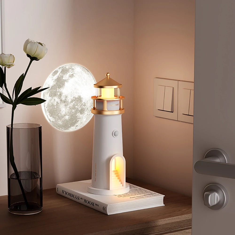 Viral Vault™ Night Lights Moon Projection Lighthouse