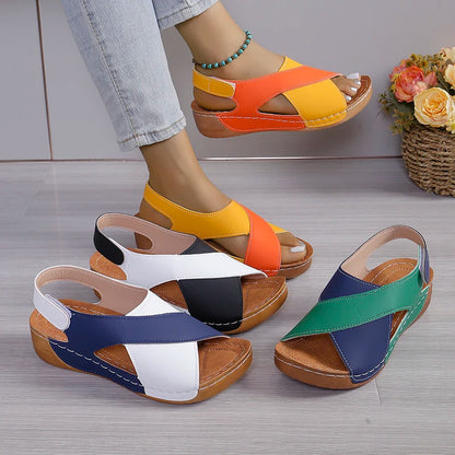 Viral Vault™  Contrast Color Wedge Sandals