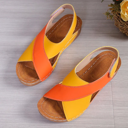 Viral Vault™  Contrast Color Wedge Sandals