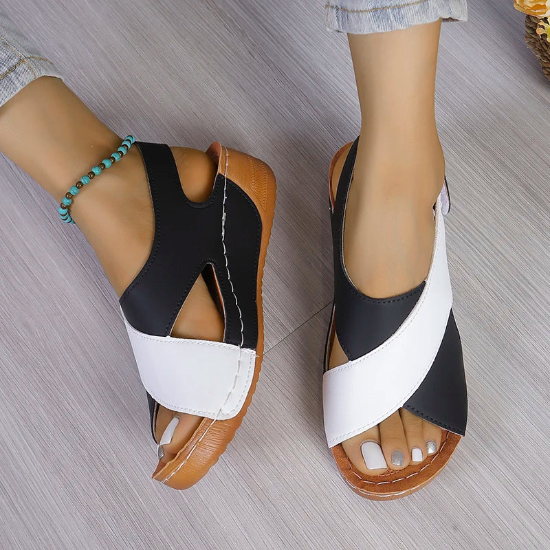 Viral Vault™  Contrast Color Wedge Sandals